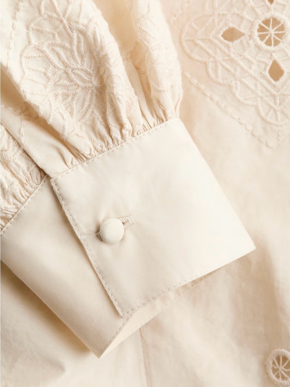 H&M Eyelet Embroidered Cotton Shorts Size M NWT (Light Beige) - Picture 8 of 16